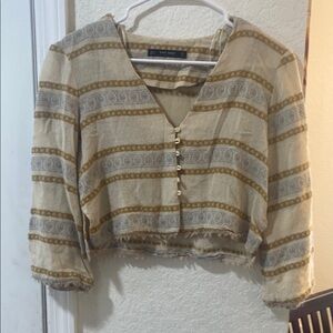 Zara Beige and Brown Striped Women's Top